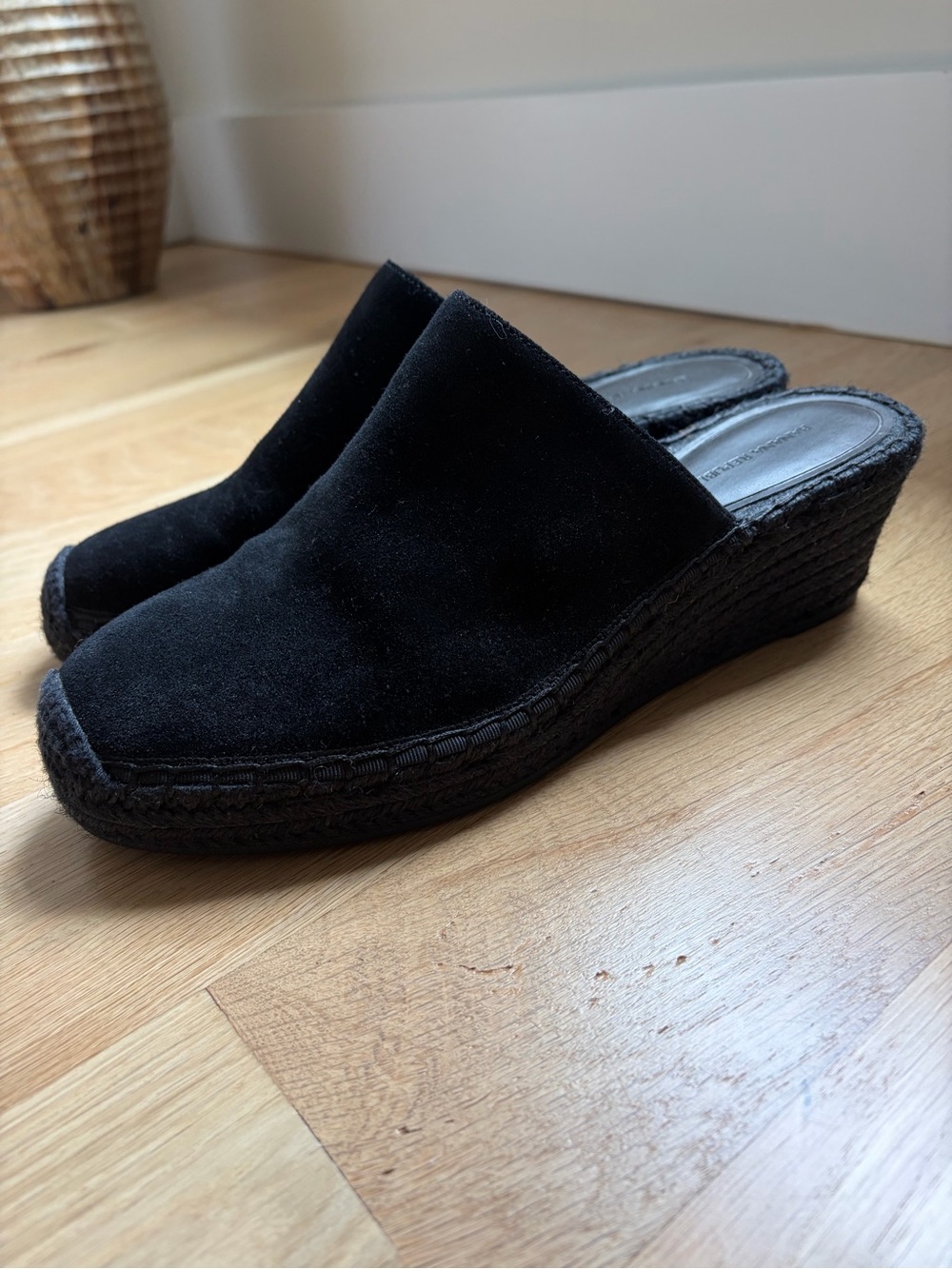 Banana Republic Black Suede Espadrille Wedge Mule 9M